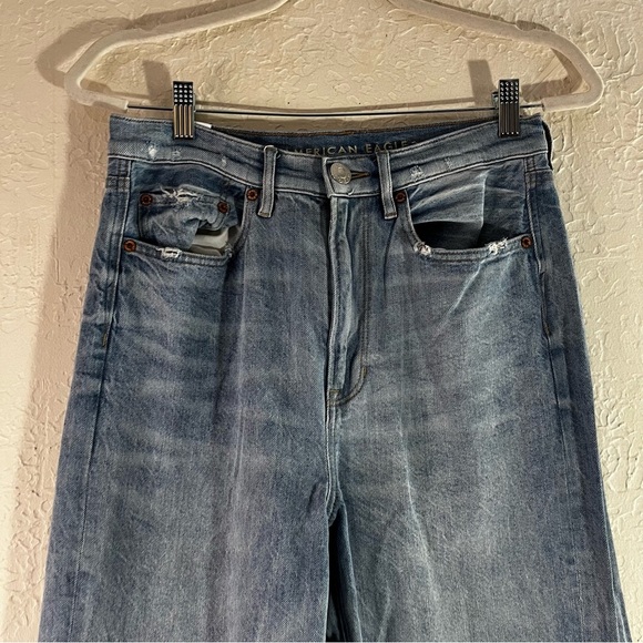 American Eagle Highest Waist Baggy Straight Jeans in Washed Blue - Picture 3 of 14